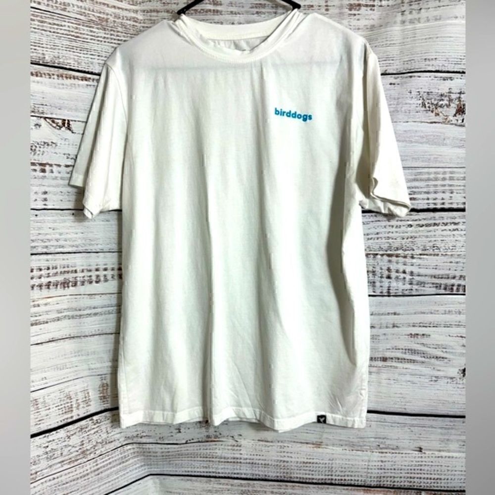 BirdDogs Tshirt Mens size large Cotton blend Casual Tee Logo white essential